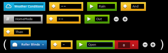 HomeMode blinds close rain